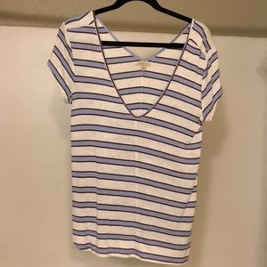 Bordeaux Anthropologie over-sized merlot/ blue top